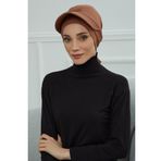Aisha's Design B-66 Koyu Kahverengi Siperlik Detaylı Penye Bone