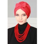 Aisha's Design B-7 Önden Fiyonklu Bone,Kırmızı,