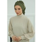 Aisha's Design HT-90 Haki Yeşili Aerobin Kumaş Hazır Türban
