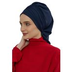Aisha's Design HT-90 Lacivert Aerobin Kumaş Hazır Türban