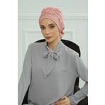 Aisha's Design HT-93 Pembe Aerobin Kumaş Aksesuarlı Hazır Türban