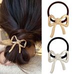 AIUPUOC Kadınlar için Metal saç bağları ilmek saç kelepçeleri kızlar için altın saç Scrunchies uzun kalın ince altın yay saç bağları Metal at kuyruğu tutucu altın gümüş elastik kauçuk saç aksesuarları