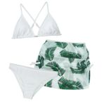 Aivtalk 3 adet kız çocuk bikini seti, etekli çocuk dolgulu mayo, ayarlanabilir omuz askıları, üst, yaz, plaj mayosu, 8-14 yaş, B-beyaz, 10-11 Yaşe