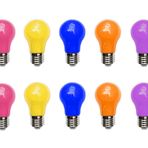 Aiwerttes 10'lu paket 3 W LED renkli ampul E27 A50 vidalı kapaklı ampul, düğün, cadılar bayramı, Noel kutlaması için, kısılamaz (pembe, sarı, mavi, turuncu, lila)