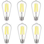 Aiwerttes 4W ST64 Sincap Kafesi Filament Ampul, E27 Retro LED Edison Ampuller, 40W Eşdeğer, Soğuk Beyaz 6000K, 400Lm, Kısılamaz, (6 ADET)