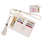 Aiyo Nice Kadın ince RFID kart durumda tutucu bileklik Zip kimlik durumda cüzdan küçük deri cüzdan sikke çanta anahtarlık ile, Z Bej, Small, Modern