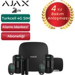 Ajax 4g Sim Kartlı Alarm Seti Dahili Siren Dahil 3 Dedektörlü Sistem – 1 Adet Manyetik ve 2 Adet Hareket Dedektörü – Siyah