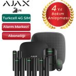 Ajax 4g Sim Kartlı Alarm Seti Siren Dahil 5 Dedektörlü Sistem – 4 Adet Manyetik ve 1 Adet Hareket Dedektörü – Siyah