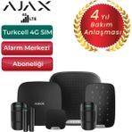 Ajax 4g Sim Kartlı Alarm Seti Tuş Takımı ve Siren ile 3 Dedektörlü Sistem – 1 Adet Manyetik ve 2 Adet Hareket Dedektörü – Siyah