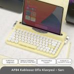 Ajazz Af-84 Daktilo Tarzı Kablosuz Klavye-Sessiz Tuş Yapısı-Çift Modlu Bağlantı- Ios/androıd Uyumlu - Sarı