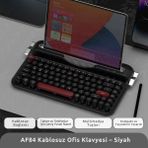 Ajazz Af-84 Daktilo Tarzı Kablosuz Klavye-Sessiz Tuş Yapısı-Çift Modlu Bağlantı- Ios/androıd Uyumlu - Siyah