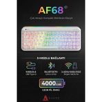 Ajazz AF68 Kablosuz (3 Modlu) Rgb Membran Klavye- Çift Katmanlı Tuş KAPAĞI-4.000 Mah Batarya - Beyaz