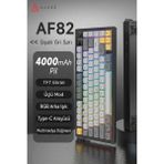 Ajazz AF82 Rgb Membran Kablosuz Oyuncu KLAVYESI-4000 Mah Batarya-Ekranlı - Siyah - Sarı