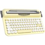 Ajazz AF84 Kablosuz Bluetooth & 2.4g Çift Modlu Retro Daktilo Tasarımlı Klavye – Yuvarlak Tuşlu, Tablet & Telefon Standlı, Ergonomik, Taşınabilir, Pille Çalışan, Sessiz ve Konforlu Sarı
