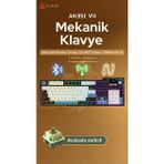 Ajazz AK35IV4 Tam Boy Mekanik Oyuncu Klavyesi-Tft EKRAN-10.000 Mah Batarya-Özel Temalı Tasarım - Lacivert - Beyaz