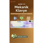 Ajazz AK35IV4 Tam Boy Mekanik Oyuncu Klavyesi-Tft EKRAN-10.000 Mah Batarya-Özel Temalı Tasarım - Mor - Beyaz