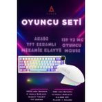 Ajazz AK650 Tft Ekranlı 3 Modlu Oyuncu Klavyesi + 139 V2 Mc Profesyonel Oyuncu Mouse Seti - Beyaz