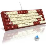 AJAZZ AK680 65% Kablolu Hotswap Mekanik Oyun Klavyesi,68 Tuşlu Taşınabilir Anti-Ghosting Klavye,Gökkuşağı Arkadan Aydınlatmalı Programlanabilir,Ergonomik,Kahverengi Kırmızı Beyaz, Anahtar-Mavi