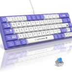 AJAZZ AK680 65% Kablolu Hotswap Mekanik Oyun Klavyesi,68 Tuşlu Taşınabilir Anti-Ghosting Klavye,Gökkuşağı Arkadan Aydınlatmalı Programlanabilir,Ergonomik,Kahverengi Mor Beyaz, Anahtar-Mavi
