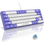 Ajazz AK680 Kablolu %65 Boy Mekanik Oyuncu Klavyesi-Rainbow Aydınlatma Hot-Swap - Blue Switch - Mor