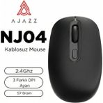 Ajazz NJ04 Kablosuz Mouse 3 Seviye Dpı Ayarı-Sessiz Tuş-57 Gram - Siyah