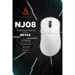 Ajazz NJ08 Ergonomik Kablosuz Ofis/oyuncu Mouse-3 Modlu Kullanım-6 Seviye Dpı-70 Gram - Beyaz
