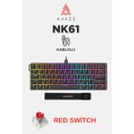 Ajazz NK61 Red Switch Kablolu Hot-Swap Klavye-Rainbow Aydınlatma-Taşıma Bandı - Siyah