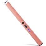AJIJING Mum çakmak, rüzgar geçirmez elektrikli çakmak, güvenlik kilitli, USB C Tipi, Led Ekranlı Şarj Edilebilir Çakmak, Mum Barbekü Kamp Festivalleri için Çakmak (Gül Altın)
