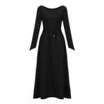 AJOHBM Uzun kollu Maxi elbise kadın elbise Vintage peri elf elbise rönesans gotik giyim fantezi balo Cosplay elbise, siyah, XL