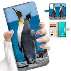 Ajourtek Samsung S21 Ultra için, Samsung Galaxy S21 Ultra 5G için, Tasarlanmış Kapaklı Cüzdan Telefon Kılıfı Kapak, A23148 Penguen Sevgili