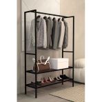 AJU Gardırop Açık Elbise Askılığı Ayakkabılık Metal Butik Askılık 2Raflı Çok Amaçlı Modern Elbise Dolabı