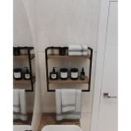 Aju Havluluk 2 Katlı Duvara Monte Raf Kitaplık Aksesuarlık Şal Askılığı Banyo Mutfak Düzenleyici Çok Amaçlı Raf - Ahşap Rengi