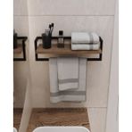 Aju Havluluk - Duvara Monte Raf Aksesuarlık - Şal Askılığı - Banyo ve Mutfak Düzenleyici Çok Amaçlı Raf - Ahşap Rengi