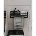 Aju Havluluk - Duvara Monte Raf Aksesuarlık - Şal Askılığı - Banyo ve Mutfak Düzenleyici Çok Amaçlı Raf - Antrasit