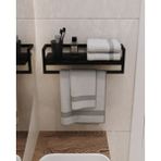 Aju Havluluk - Duvara Monte Raf Aksesuarlık - Şal Askılığı - Banyo ve Mutfak Düzenleyici Çok Amaçlı Raf - Siyah