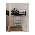 AJU Havluluk Siyah Duvara Monte Raf Aksesuarlık Şal Askılığı Banyo Mutfak Düzenleyici Çok Amaçlı Raf