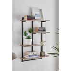 AJU Modern Duvar Rafı - 4 Katlı Metal Şık Modern Yüzen Pencere Duvar Rafı Kitaplık Düzenleyici Raf