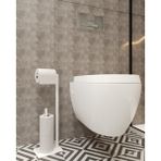 Aju Tuvalet Kağıtlığı Yedekli Özel Tasarım Ağır Döküm Ayaklı Devrilmez Banyo Tuvalet Kurulum Gerektirmez - Beyaz