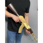 Ak-47 Gold Kalashnikov Dekor 1/1 Ölçek Gerçek Boy (Oyuncak Değildir Çalışmaz Dekordur)