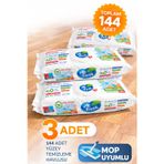 Ak Fresh Mop Bezi, 3 Adet 48’Li - Mop Islak Mendili - Beyaz Sabun Kokulu - Tüm Zeminler