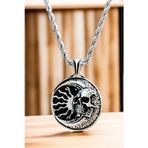 Ak Store Silver Erkek, Ay, Güneş Ve Ölüm Temalı K-144 Paslanmaz Kromix Çelik Gümüş Kaplama Kolye Madalyon