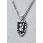 Ak Store Silver Erkek, Başmelek Mikail Koruyucu Melek K-185 Paslanmaz Kromix Çelik Gümüş Kaplama Kolye Madalyon
