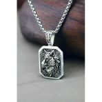 Ak Store Silver Erkek, Bozkurt, Türk, Türk'ün Sembolü K-108 Paslanmaz Kromix Çelik Gümüş Kaplama Kolye Madalyon