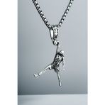 Ak Store Silver Erkek, Nba Michael Jordan Figürlü K-165 Paslanmaz Kromix Çelik Gümüş Kaplama Kolye Madalyon
