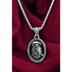 Ak Store Silver Erkek, Ölüm Meleği Çerçeveli Figürlü K-149 Paslanmaz Kromix Çelik Gümüş Kaplama Kolye Madalyon