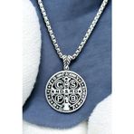 Ak Store Silver Erkek, Şeytan Çıkarma Tılsımı Figürlü K-167 Paslanmaz Kromix Çelik Gümüş Kaplama Kolye Madalyon