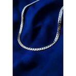 Ak Store Silver Gümüş Kaplama 316 L Paslanmaz Çelik Ezme Balıksırtı Gurmet Sık Örme Italyan Model Zincir Kolye 6 mm - 55 cm