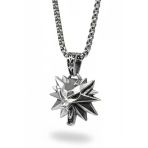 Ak Store Silver Gümüş Kaplama K-110 Paslanmaz Kromix Erkek Kolye Madalyon Witcher Wolf Fantastik Kurt Kafası