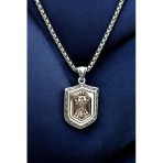 Ak Store Silver Gümüş Kaplama K-119 Paslanmaz Kromix Erkek Kolyesi Kafkas Kartalı Adige Çerkes Kolyesi