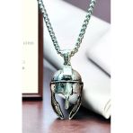 Ak Store Silver Gümüş Kaplama K-129 Paslanmaz Kromix Erkek Kolye Madalyon Gladyatör Spartan Savaşcı Falanks Miğferi